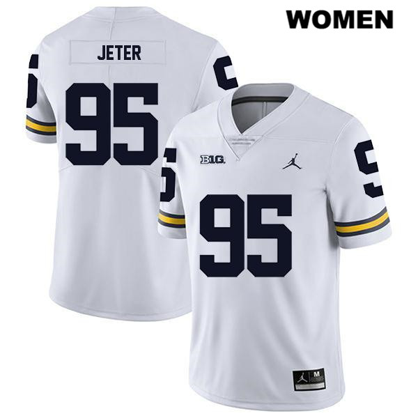 Women's NCAA Michigan Wolverines Donovan Jeter #95 White Jordan Brand Authentic Stitched Legend Football College Jersey YM25S01XQ